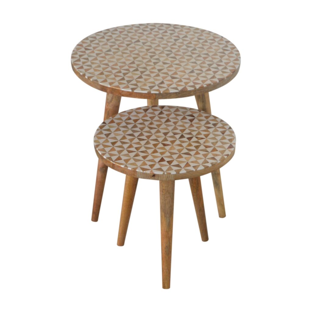 White Pattern Footstool Set of 2 - Image 7