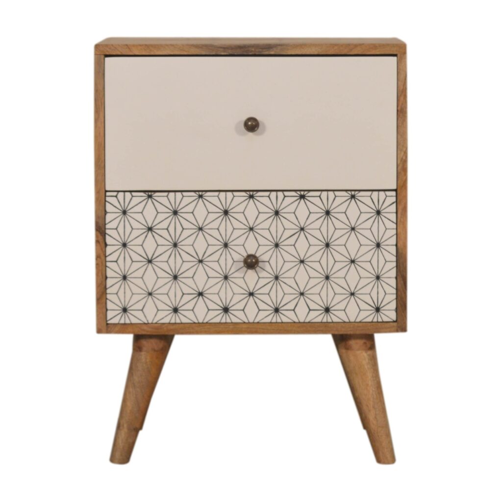 Geo Screen Printed 2 Tone Bedside - Image 2