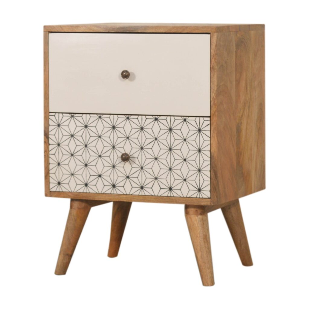 Geo Screen Printed 2 Tone Bedside - Image 3