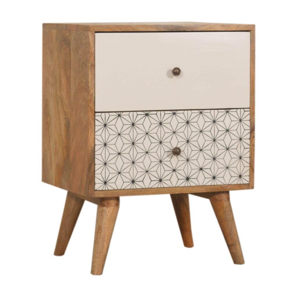 Geo Screen Printed 2 Tone Bedside - Image 4
