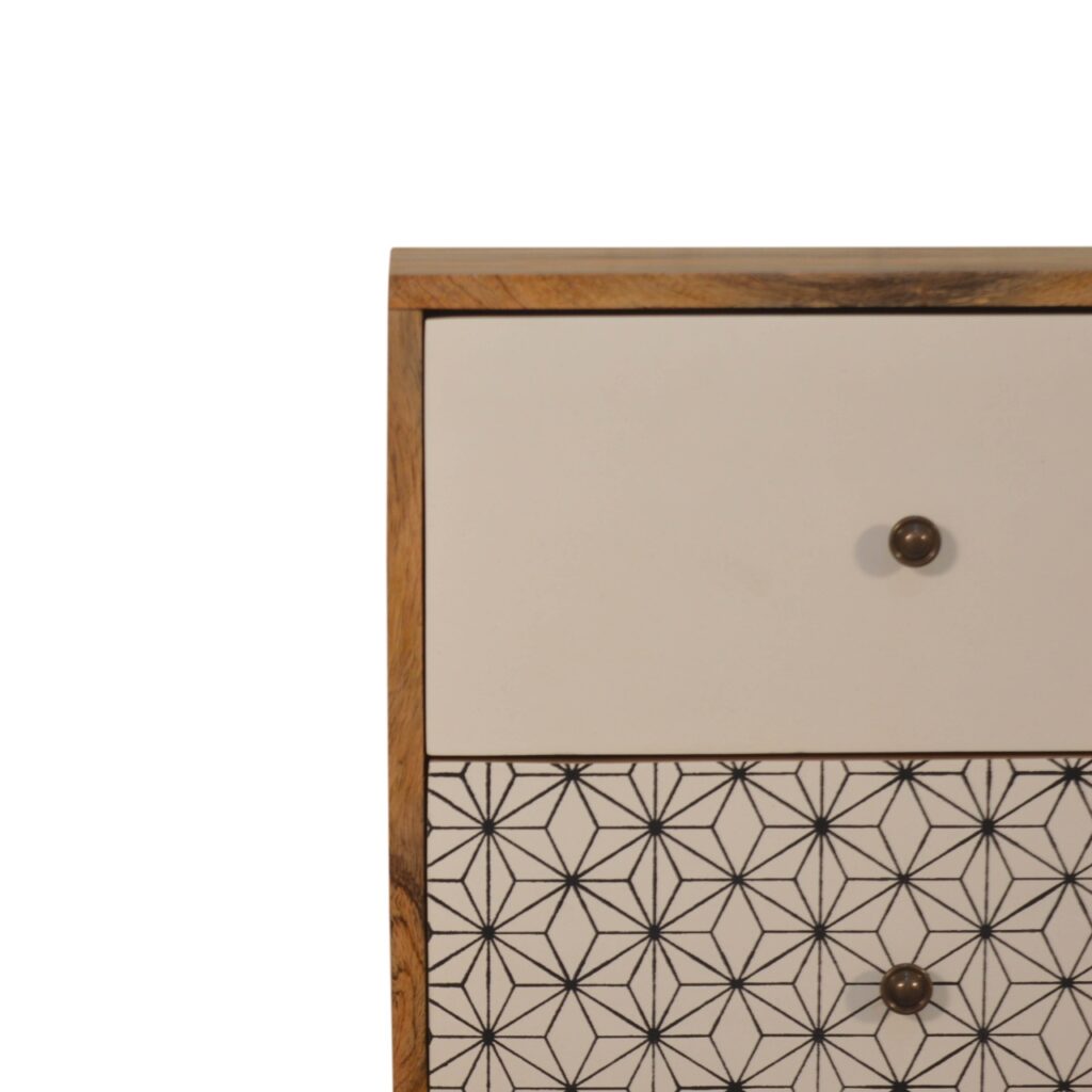 Geo Screen Printed 2 Tone Bedside - Image 5