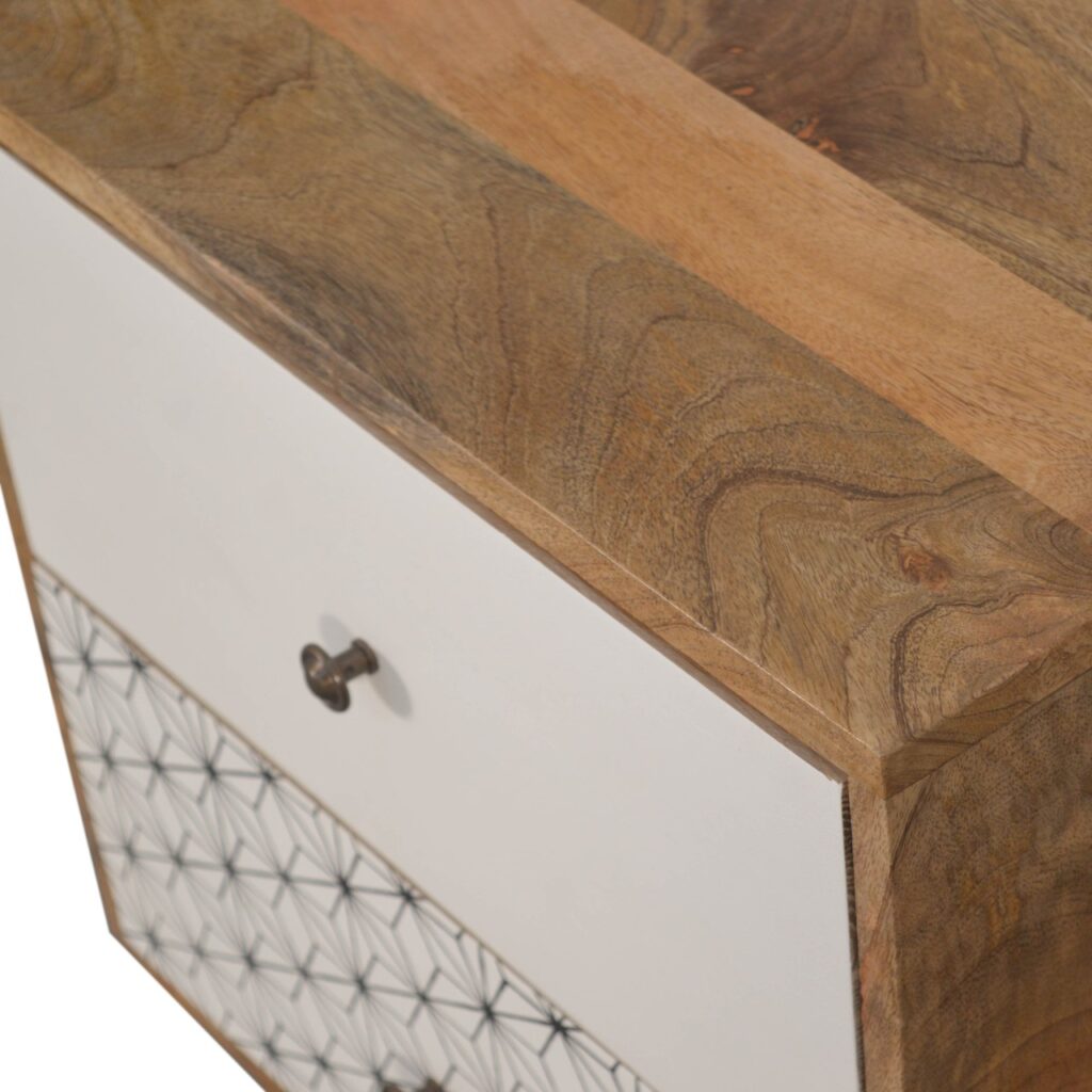 Geo Screen Printed 2 Tone Bedside - Image 6