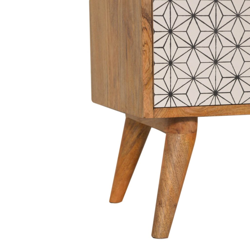 Geo Screen Printed 2 Tone Bedside - Image 8