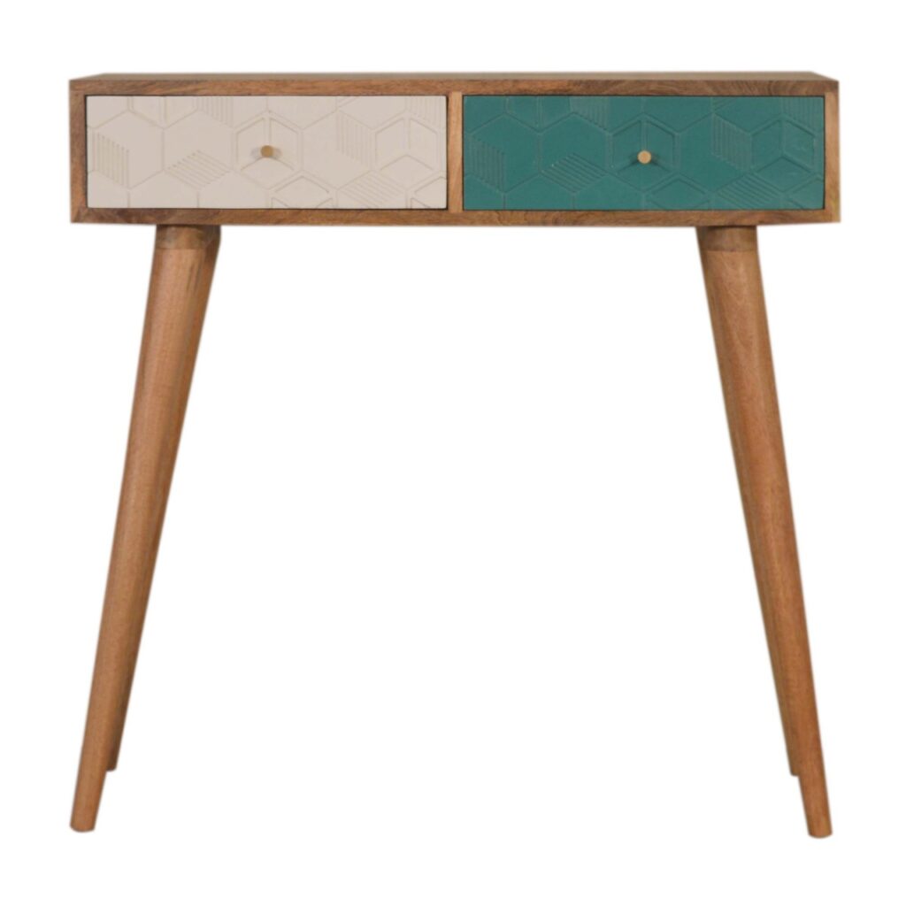 Acadia Teal and White Console Table - Image 2