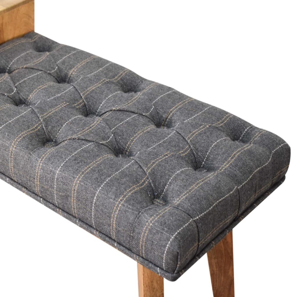 Pewter Tweed Bench with 1 Drawer - Image 6