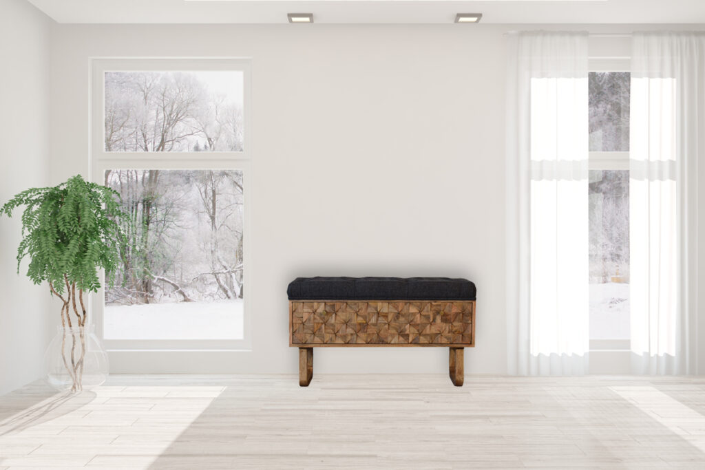 'U' Black Tweed Pineapple Bench - Image 13