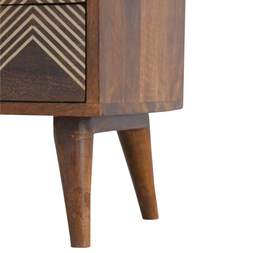 3 Drawer Brass Chevron Bedside - Image 7
