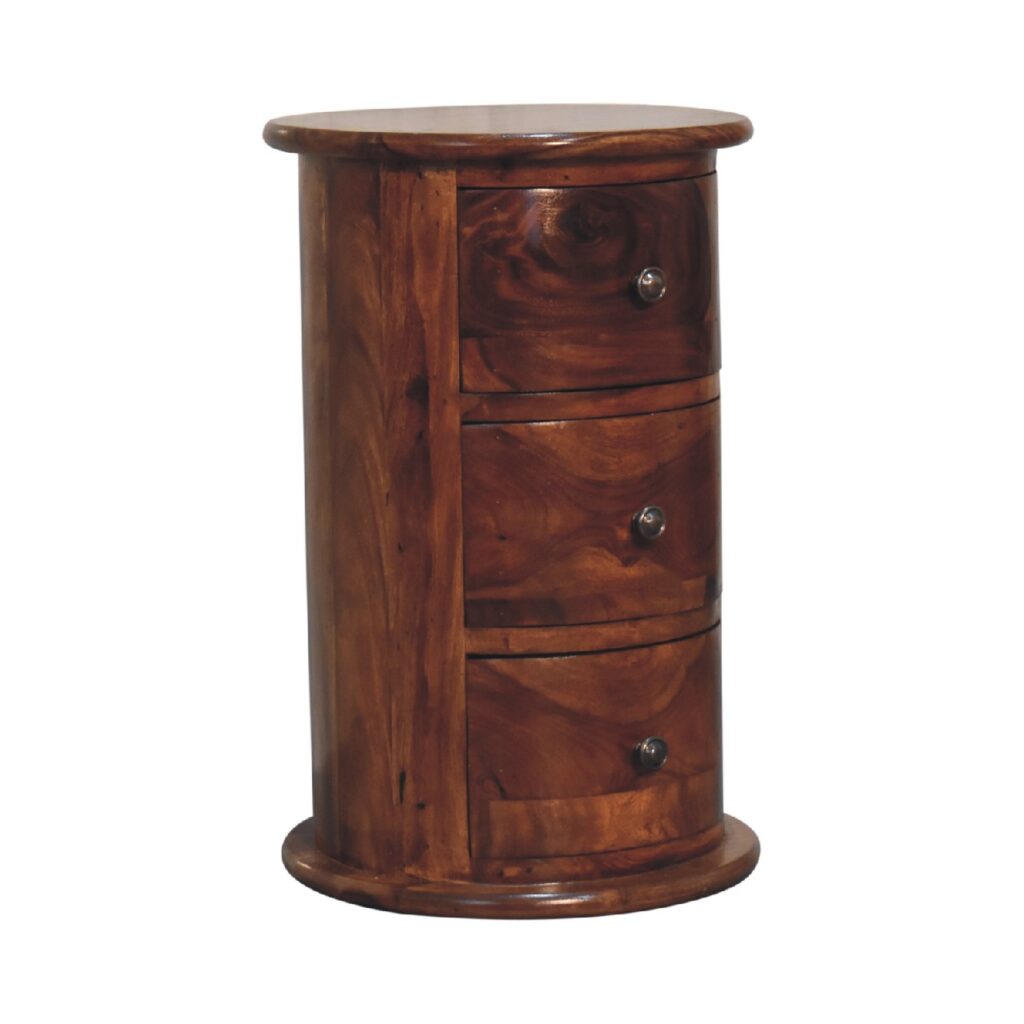 3 Drawer Chestnut Sheesham Drum - Image 2