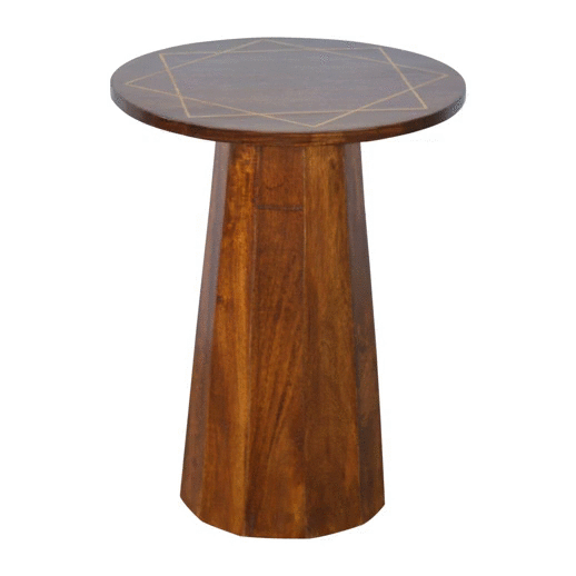 Geometric Brass Inlay End Table - Image 8