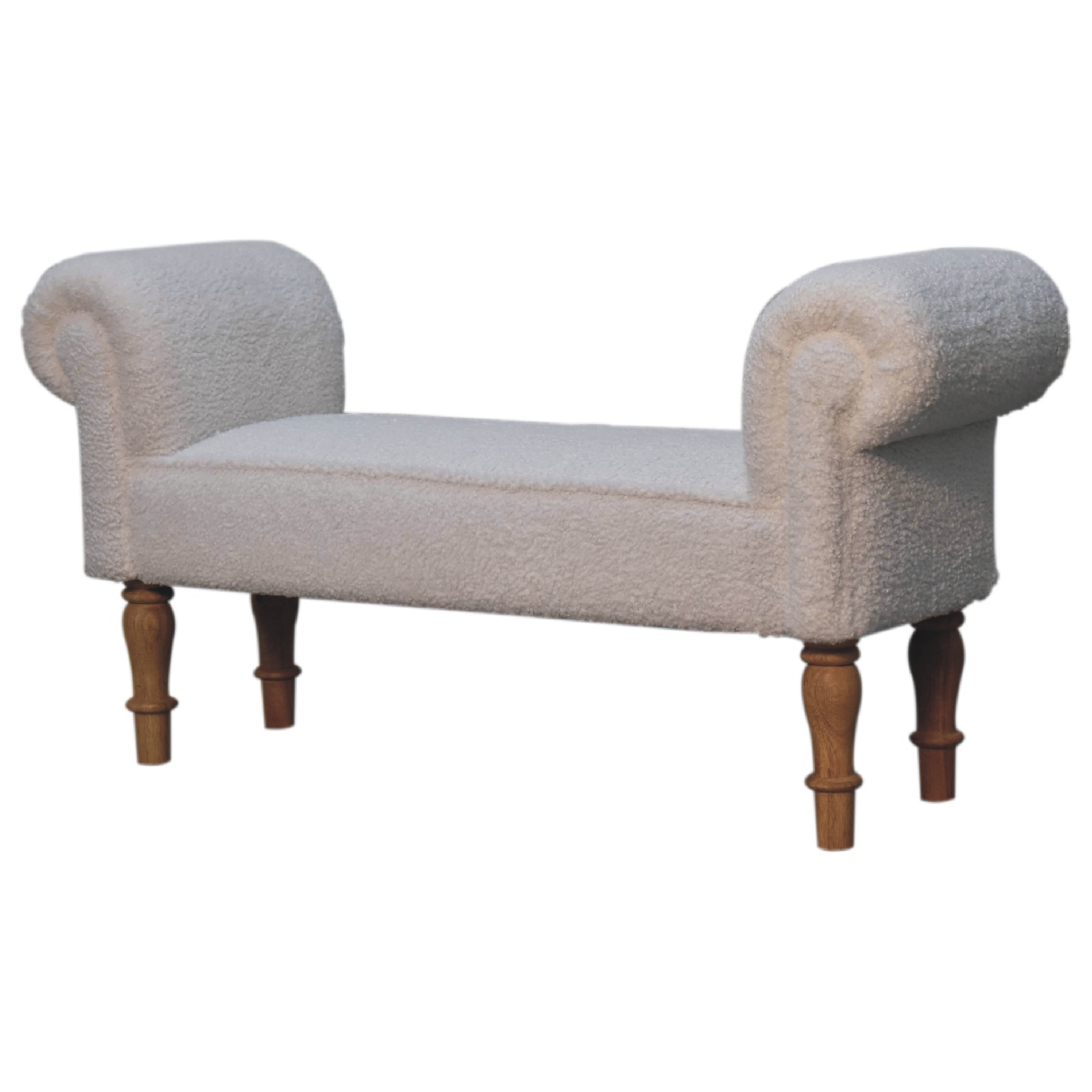 White Boucle Bedroom Bench - Image 3