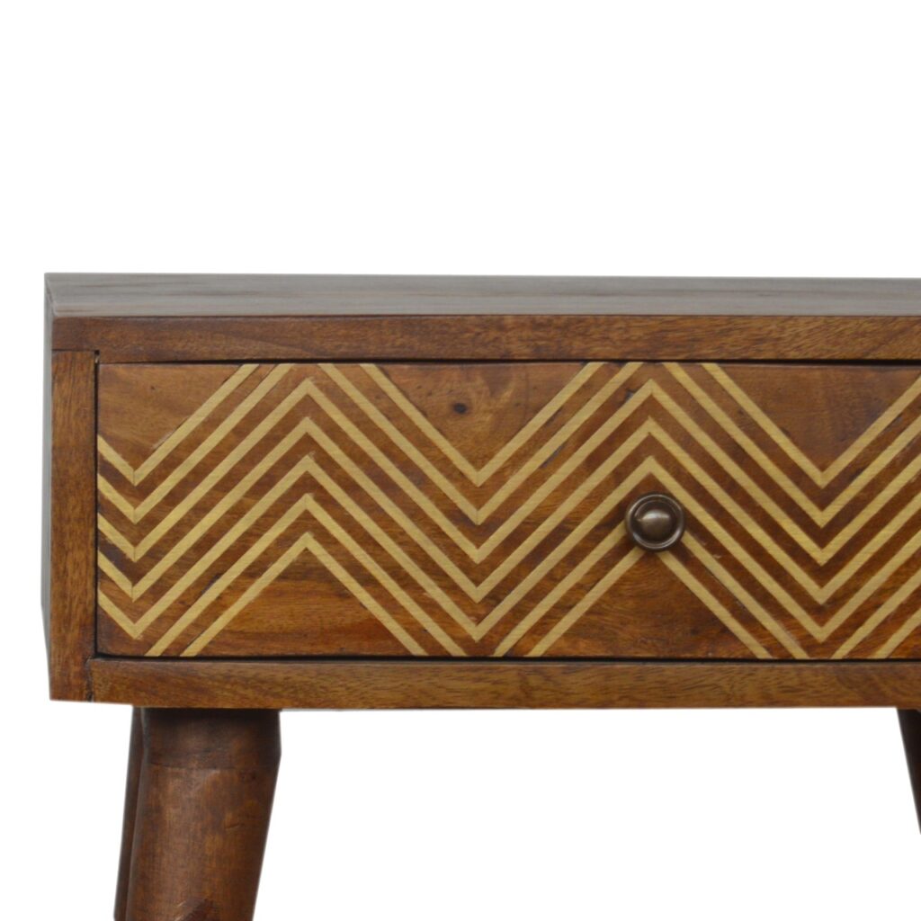 Brass Inlay Chevron Bedside - Image 3