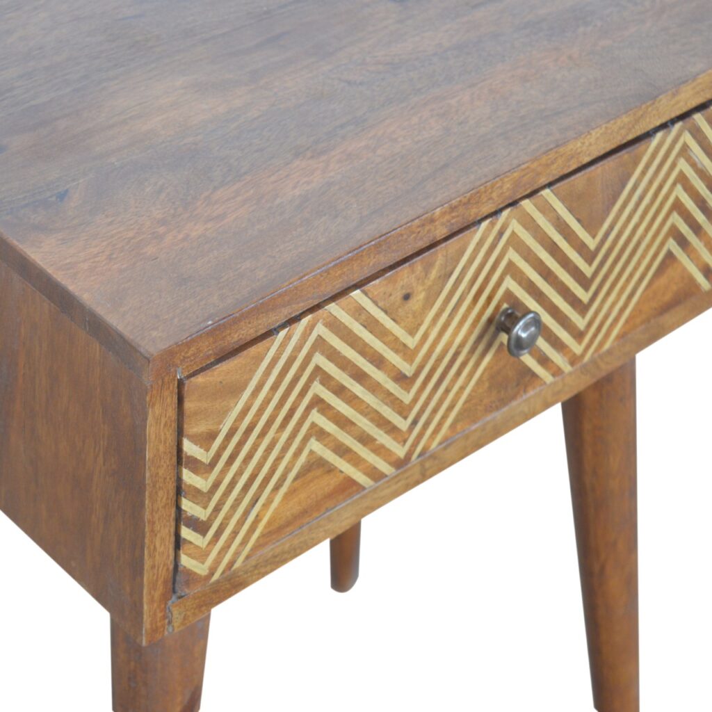 Brass Inlay Chevron Bedside - Image 4