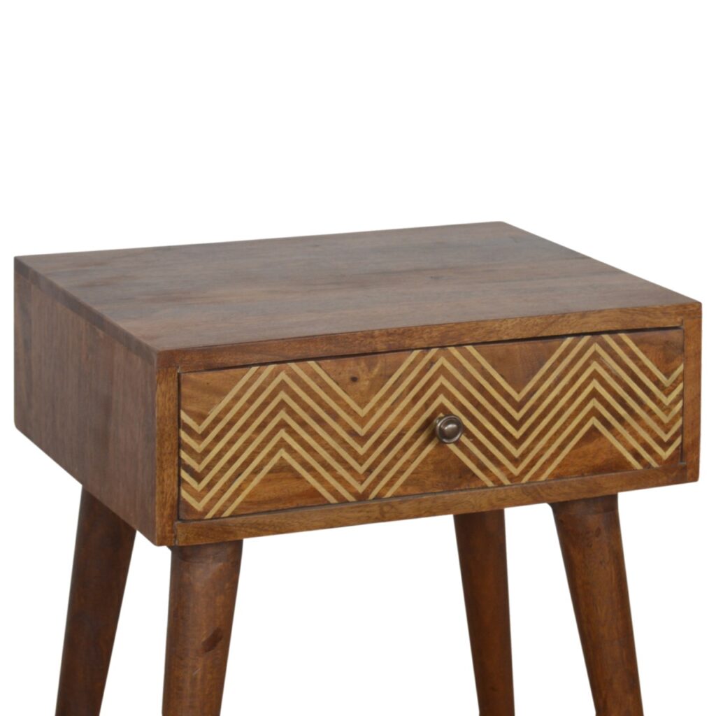 Brass Inlay Chevron Bedside - Image 5