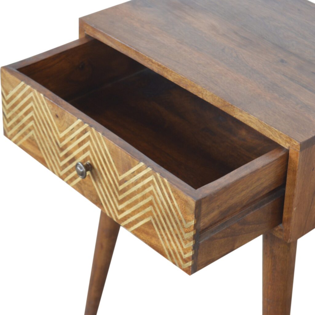 Brass Inlay Chevron Bedside - Image 6