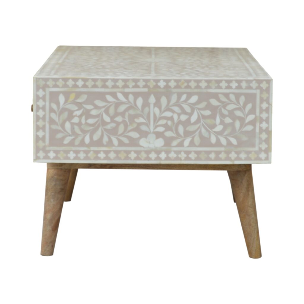 Taupe Floral Bone Coffee Table - Image 9