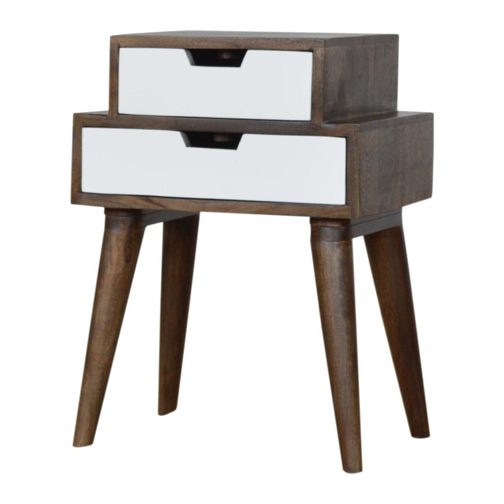 Walnut and White Painted Bedside - Image 2