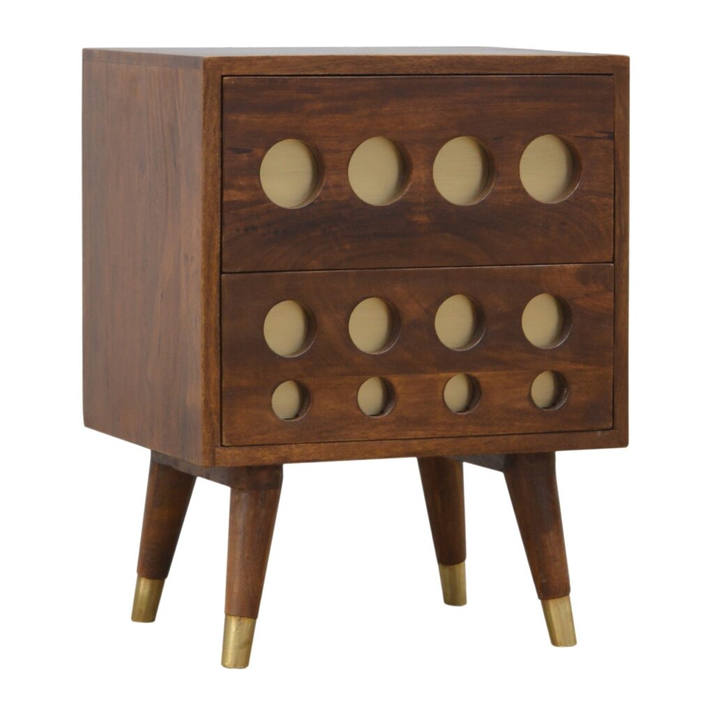 Chestnut Brass Cut-out Bedside - Image 3