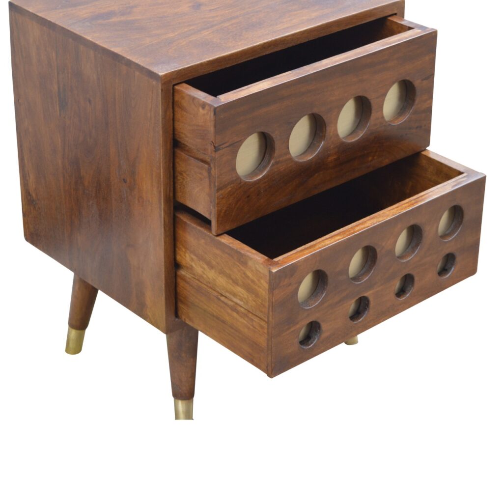 Chestnut Brass Cut-out Bedside - Image 6