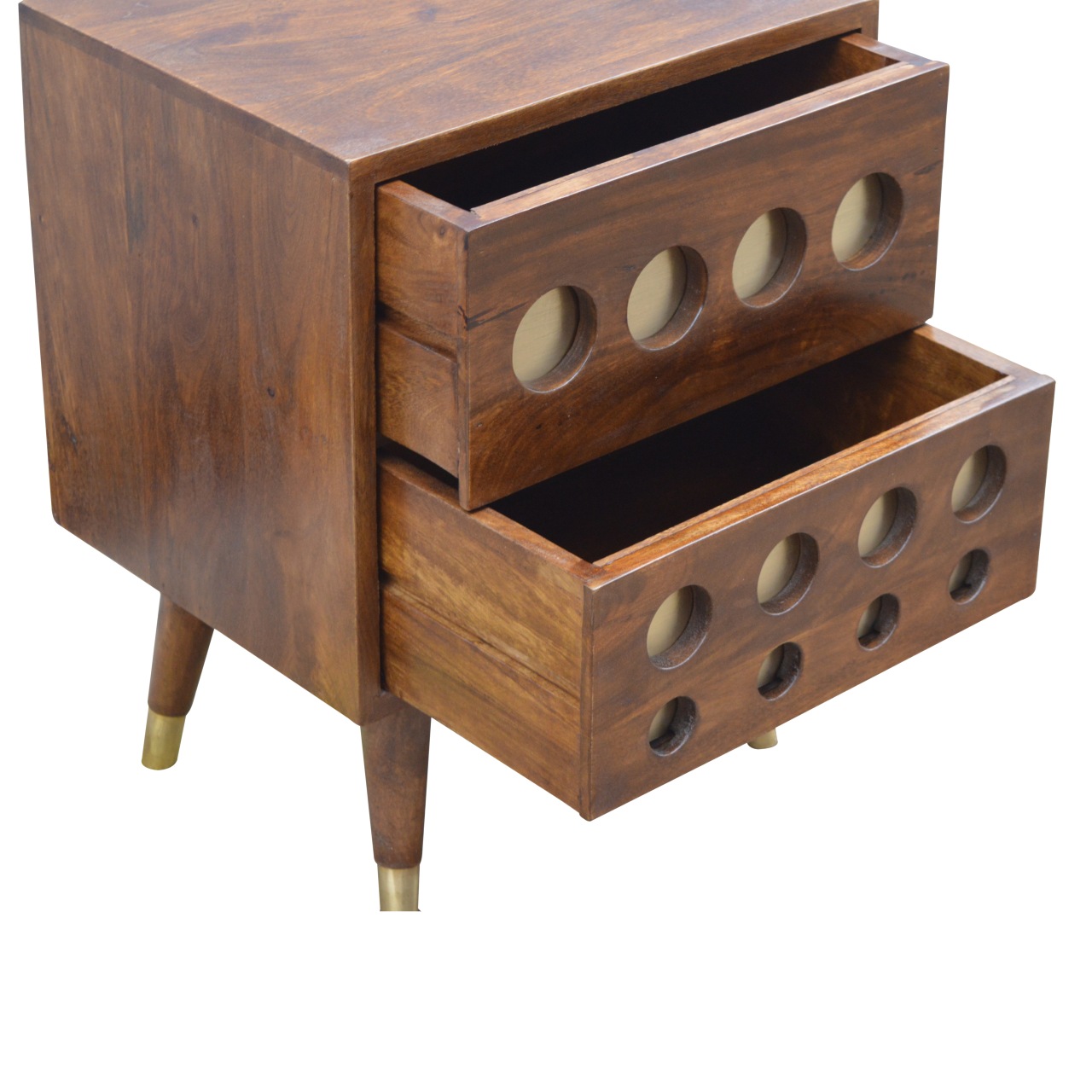 Chestnut Brass Cut-out Bedside - Image 6