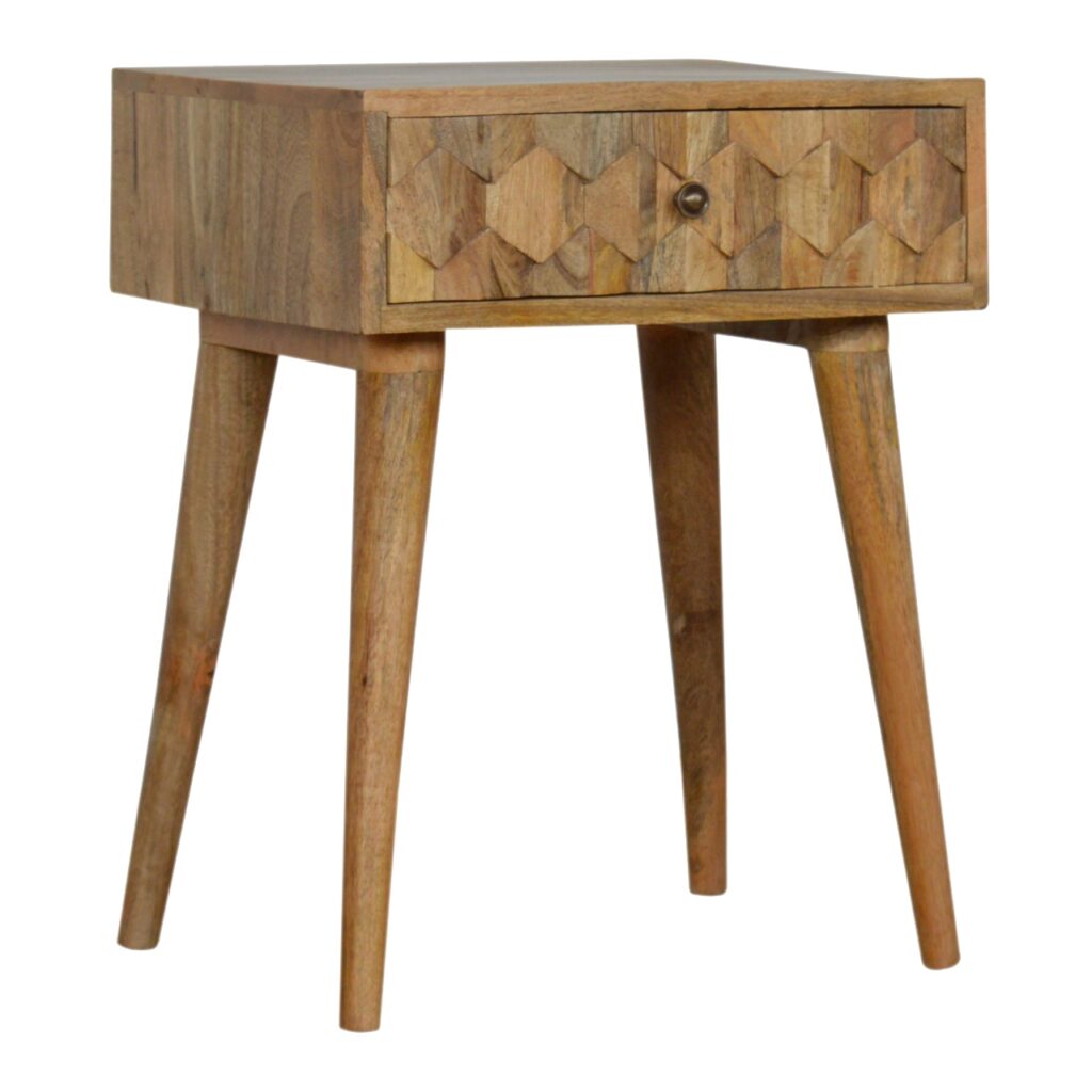 Pineapple Carved Oak-ish Bedside - Image 2