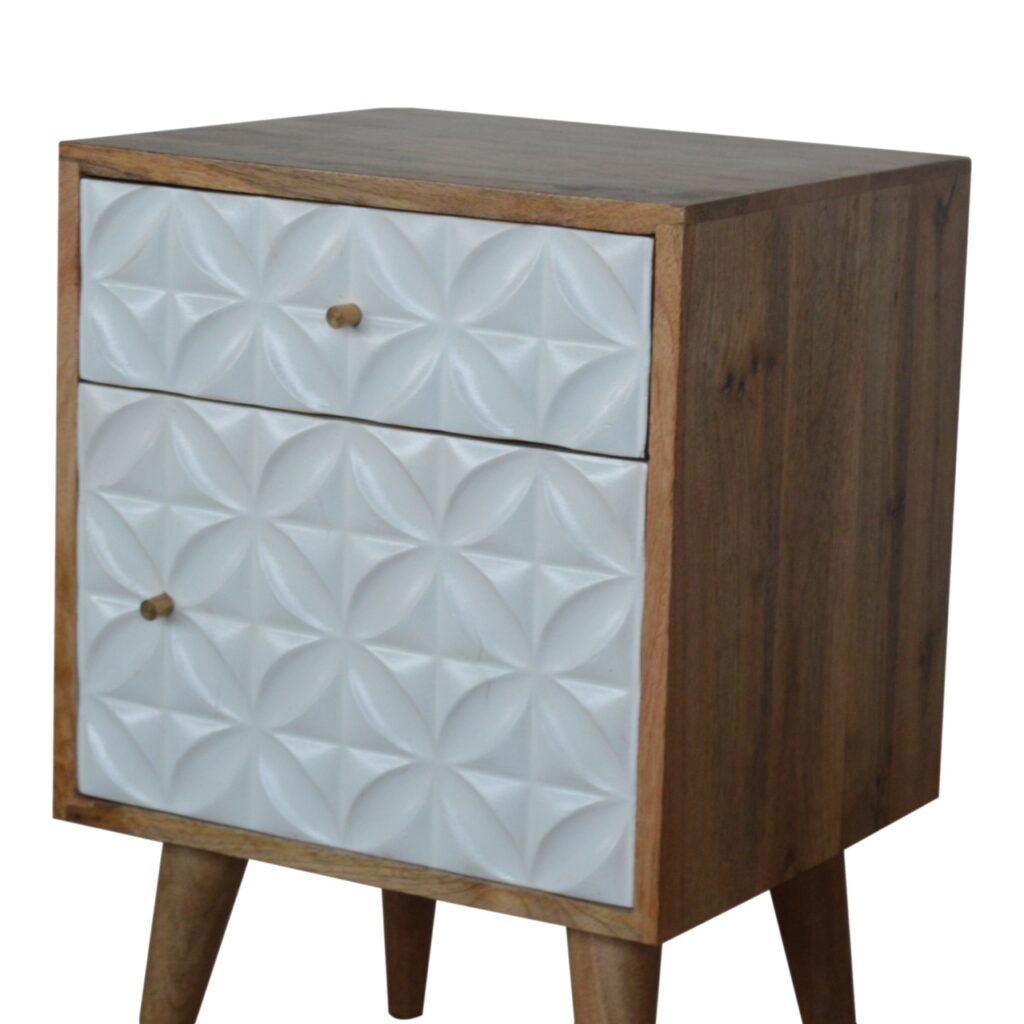Daisy Carved 1 Door Bedside - Image 4