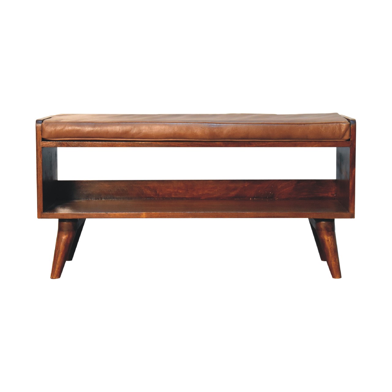 Chestnut Bench with Brown Leather Seatpad - Image 2