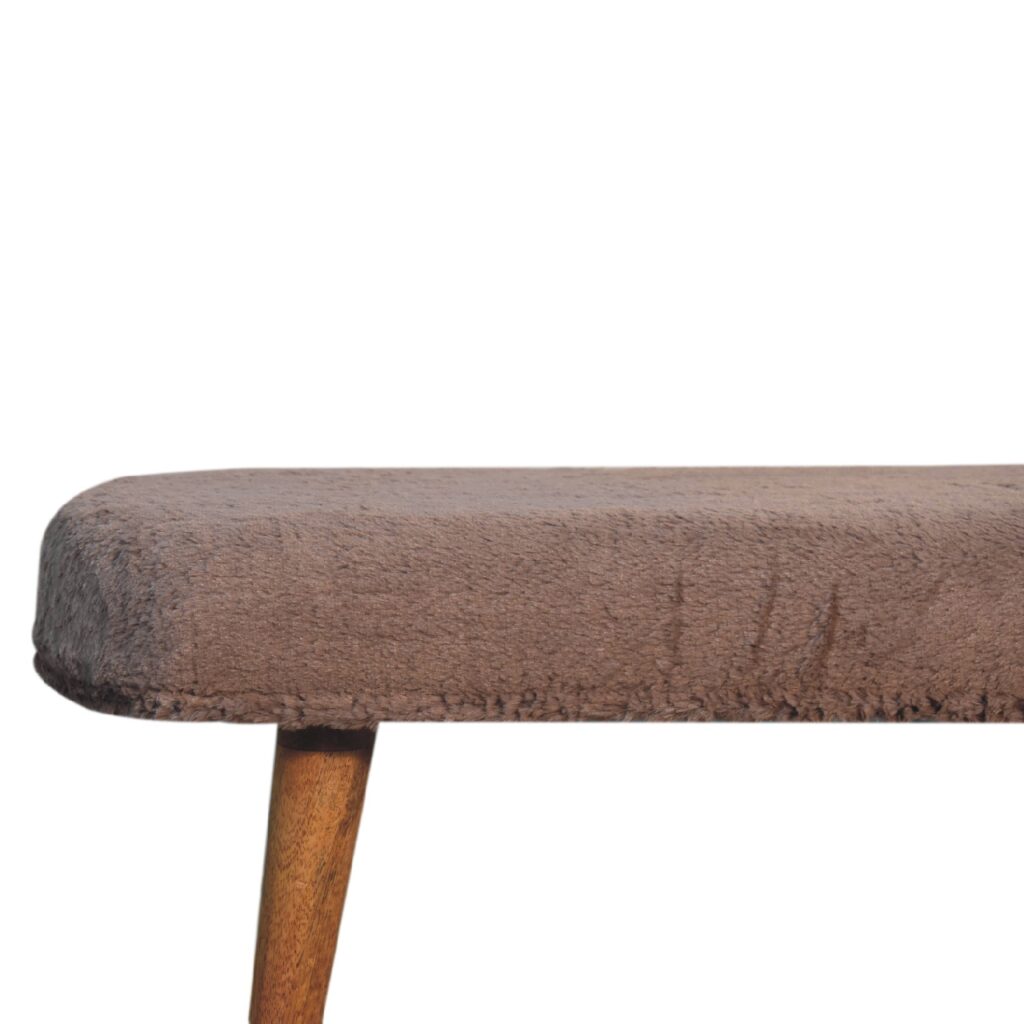 Mocha Faux Fur Fabric Bench - Image 5