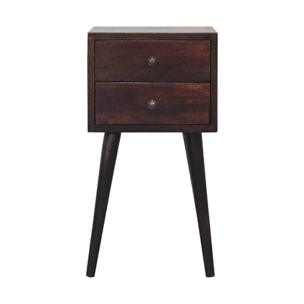 Mini 2 Drawer Light Walnut Bedside - Image 2