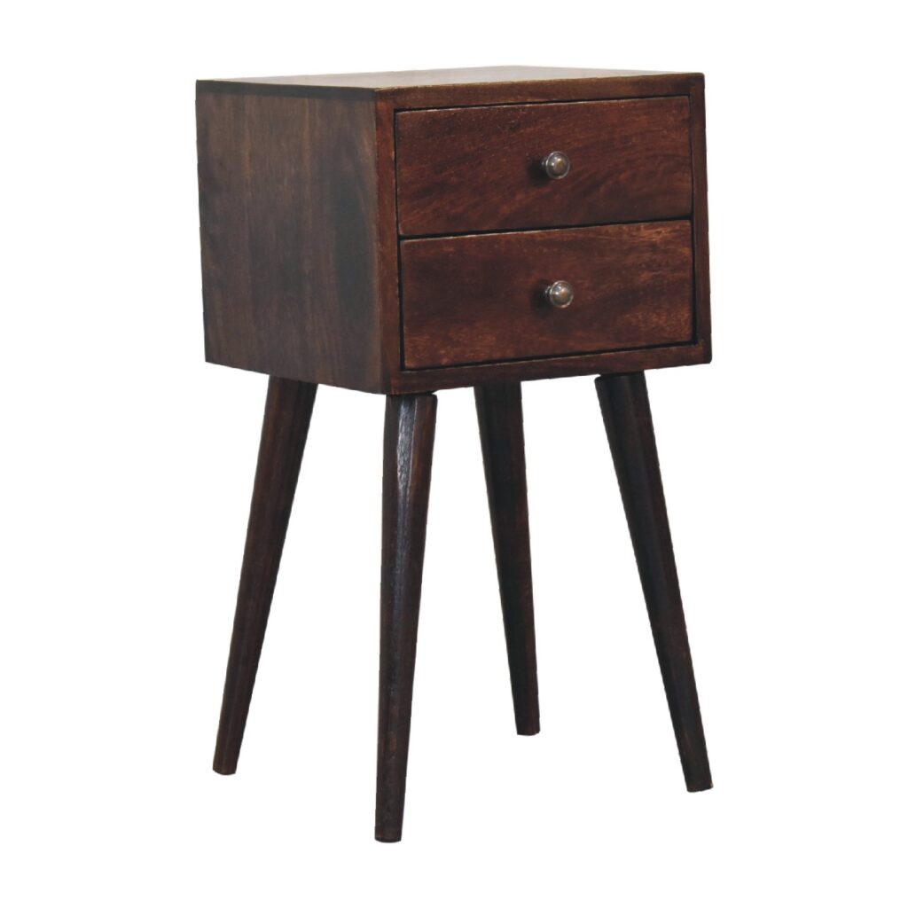 Mini 2 Drawer Light Walnut Bedside - Image 3