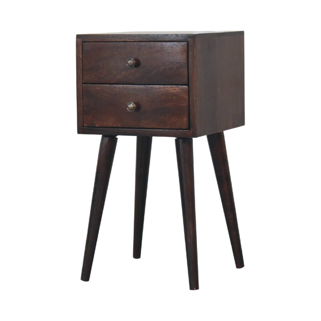 Mini 2 Drawer Light Walnut Bedside - Image 4