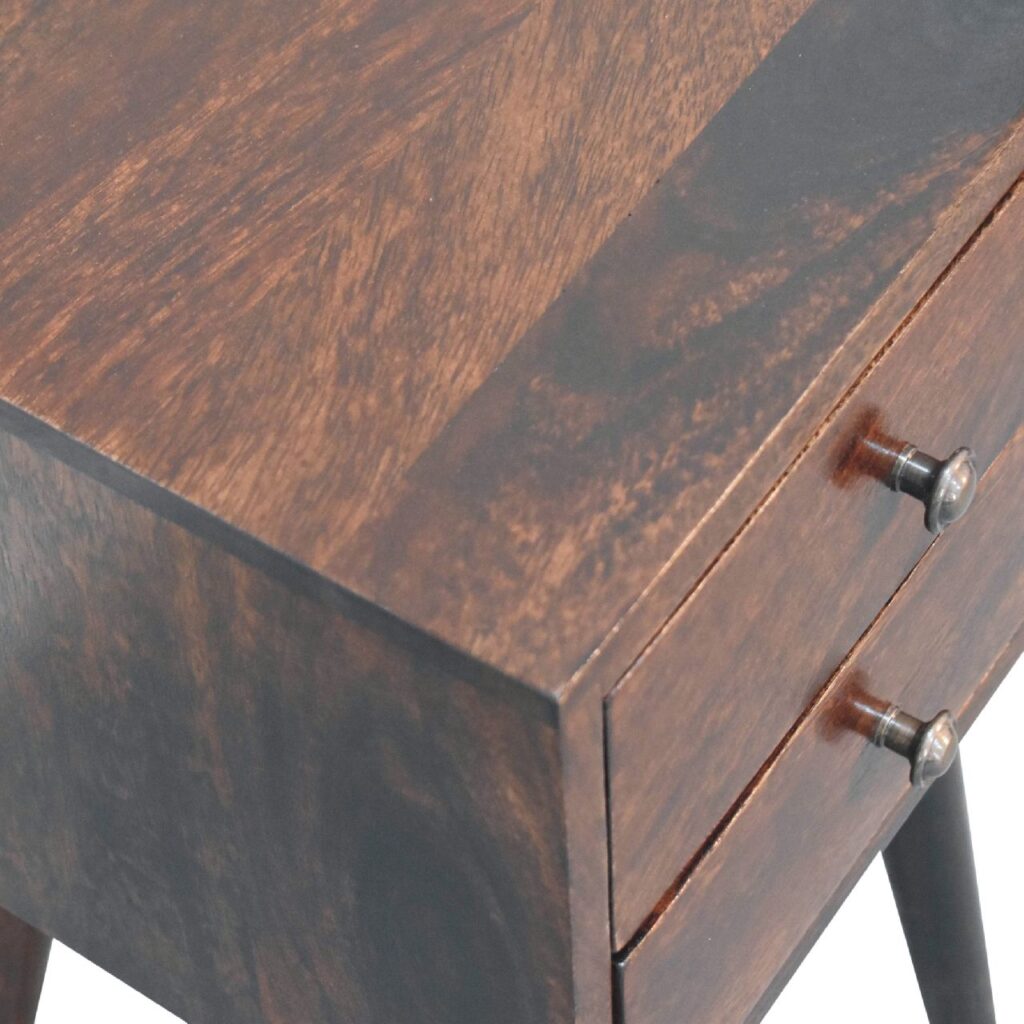 Mini 2 Drawer Light Walnut Bedside - Image 6