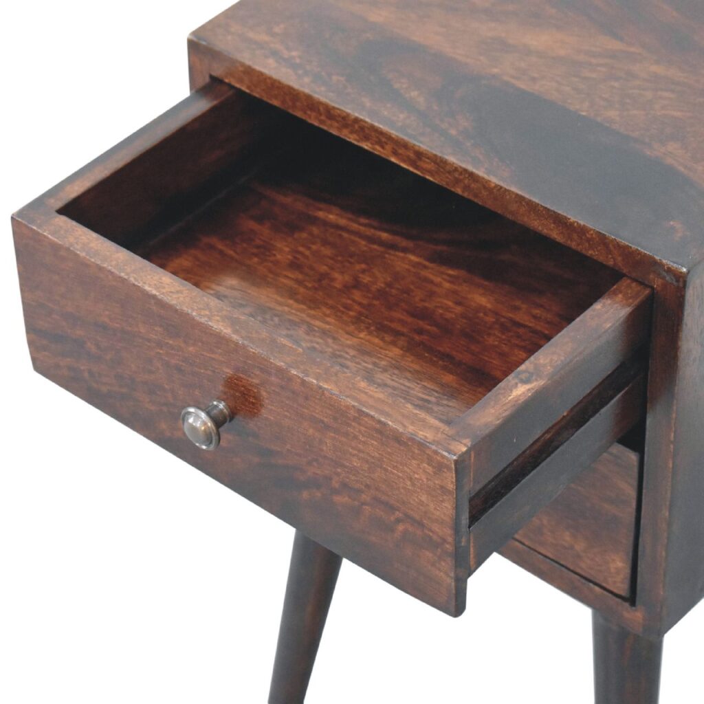 Mini 2 Drawer Light Walnut Bedside - Image 7