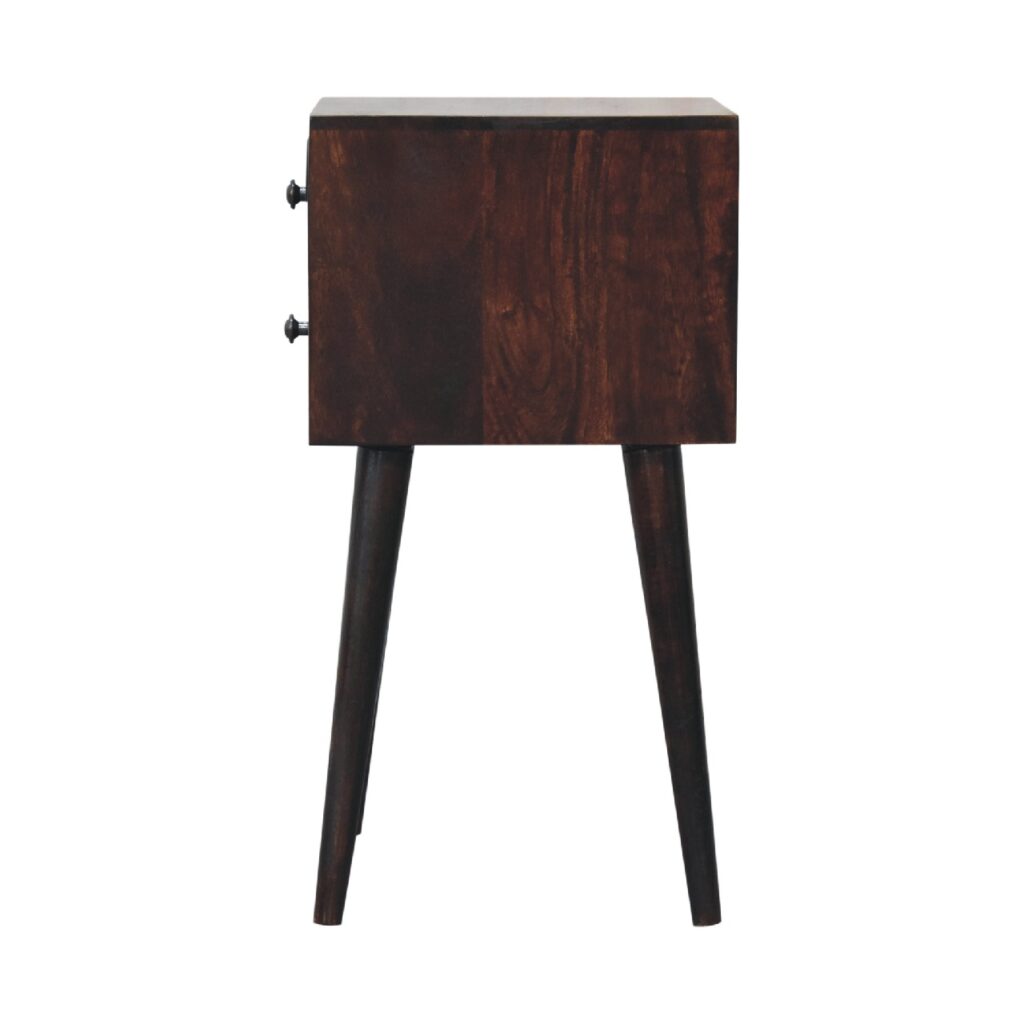 Mini 2 Drawer Light Walnut Bedside - Image 9