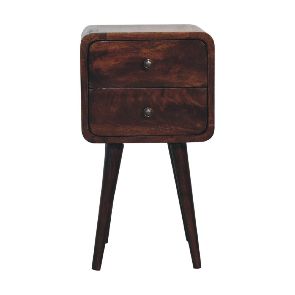 Mini Light Walnut Curved Bedside - Image 2