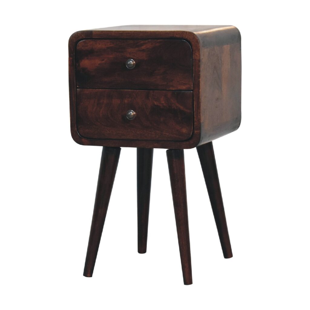 Mini Light Walnut Curved Bedside - Image 3