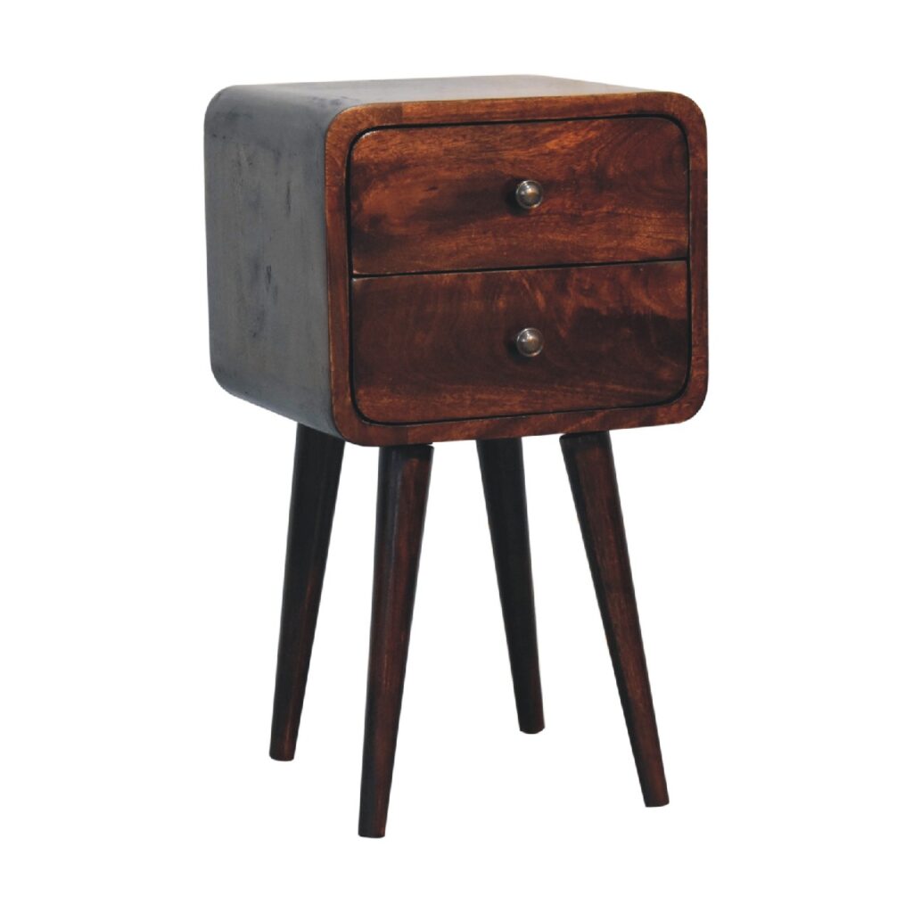 Mini Light Walnut Curved Bedside - Image 4