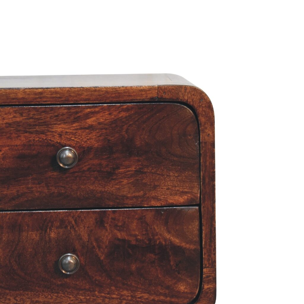 Mini Light Walnut Curved Bedside - Image 5
