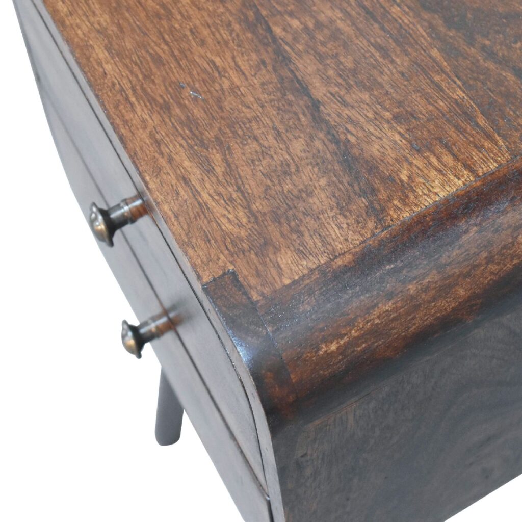 Mini Light Walnut Curved Bedside - Image 6