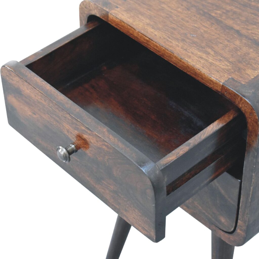 Mini Light Walnut Curved Bedside - Image 7