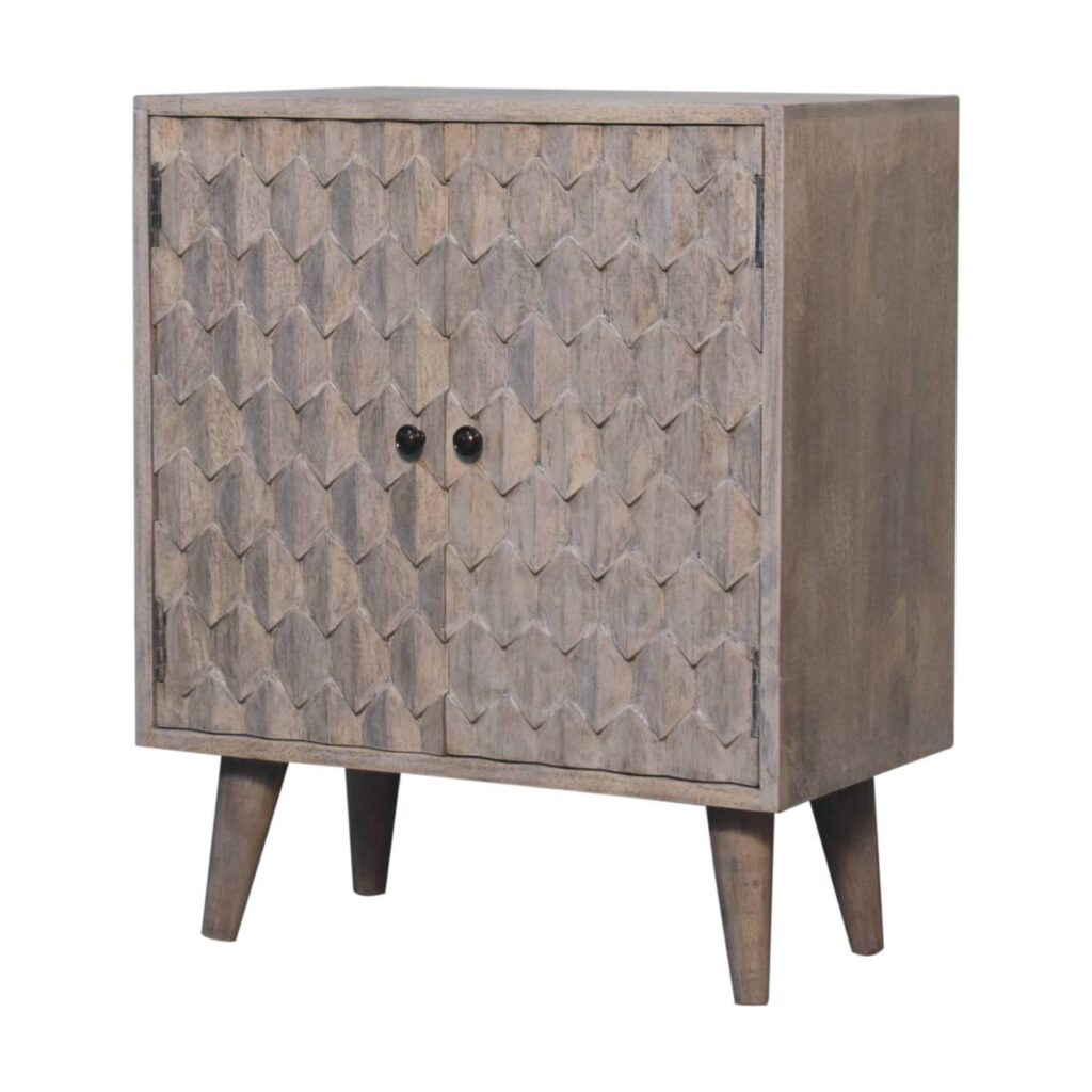 Mini Pineapple Carved Stone Finish Cabinet - Image 3