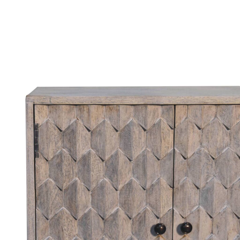 Mini Pineapple Carved Stone Finish Cabinet - Image 5