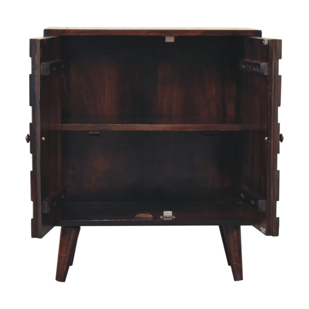 Mini Pineapple Carved Light Walnut Cabinet - Image 7