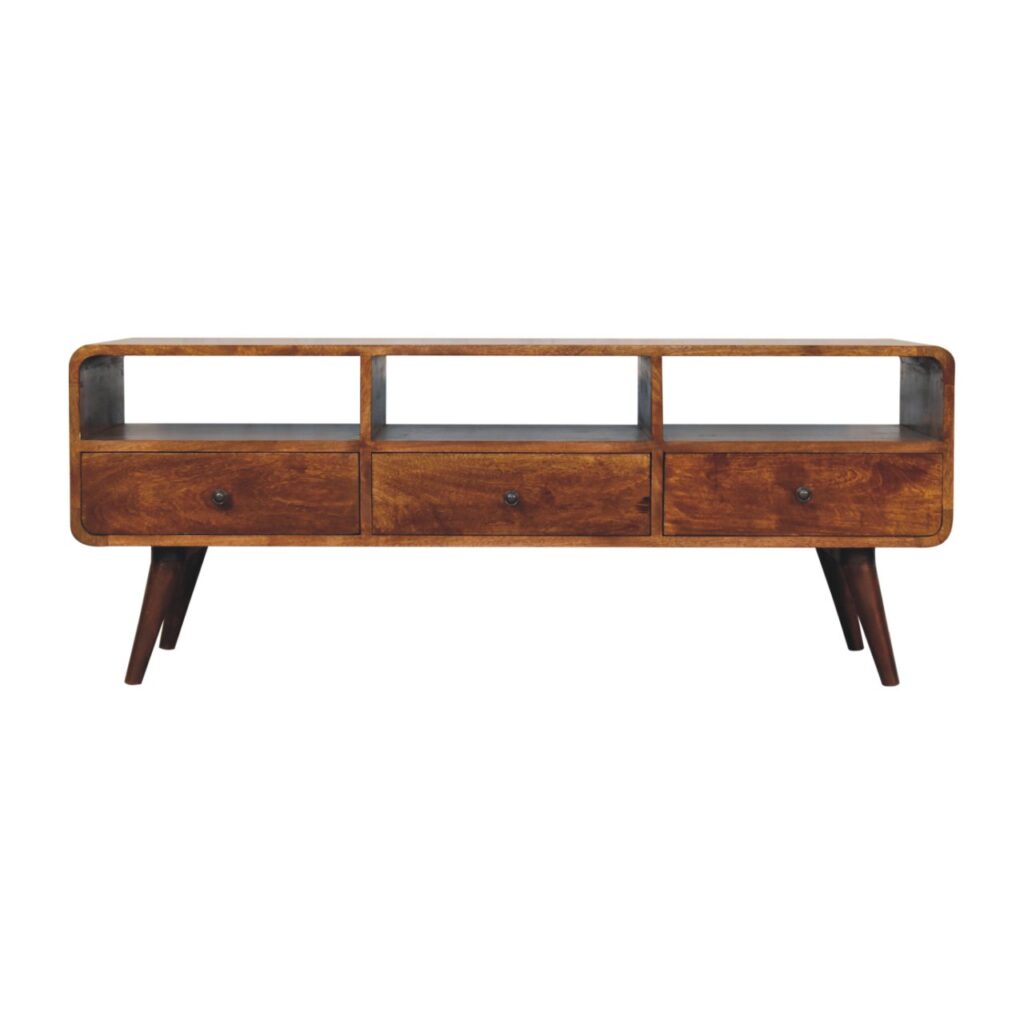 Trio Curved Chestnut Media Unit - Image 2