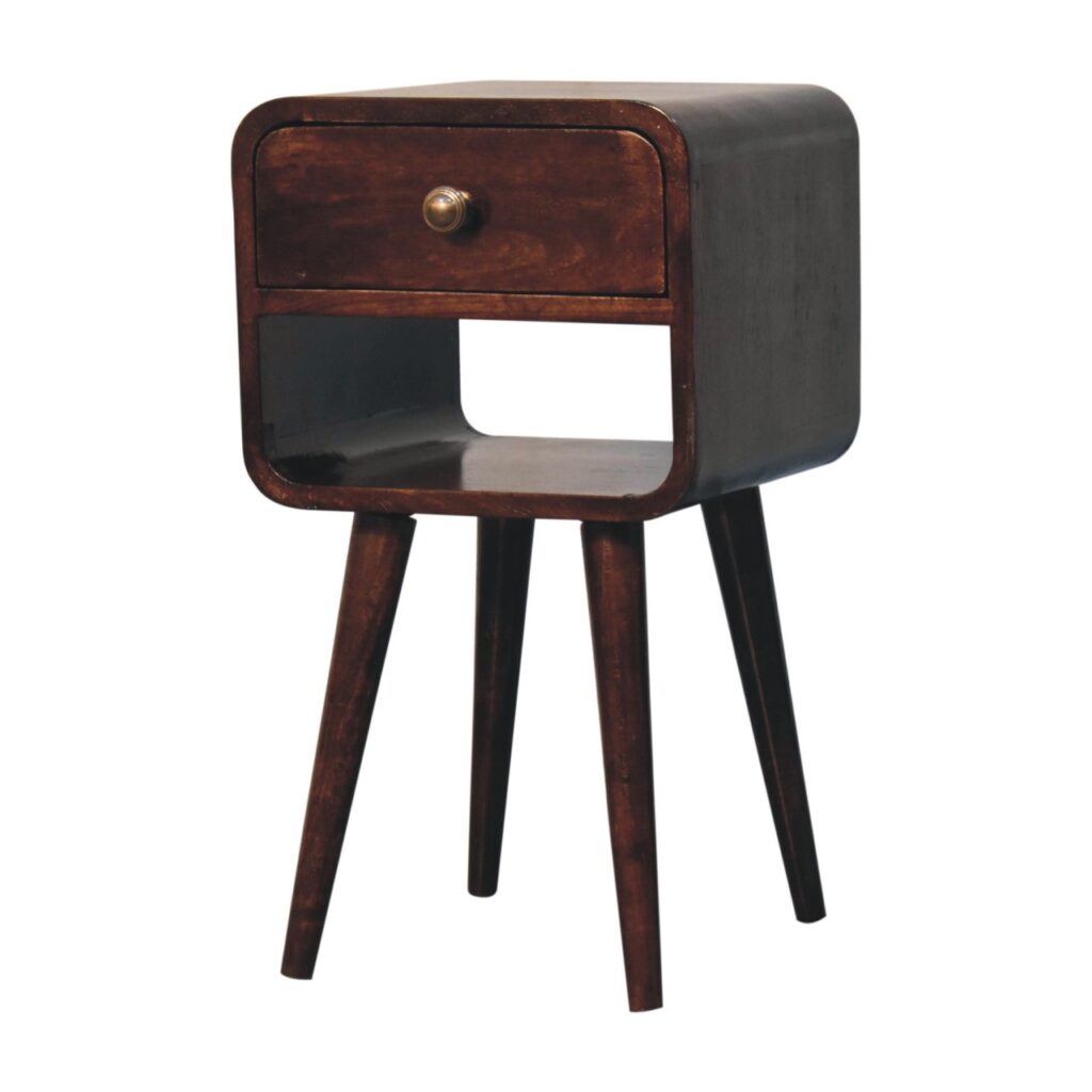 Mini California Walnut Curved Bedside with Lower Slot - Image 4