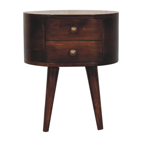 California Walnut Rounded Bedside Table - Image 9
