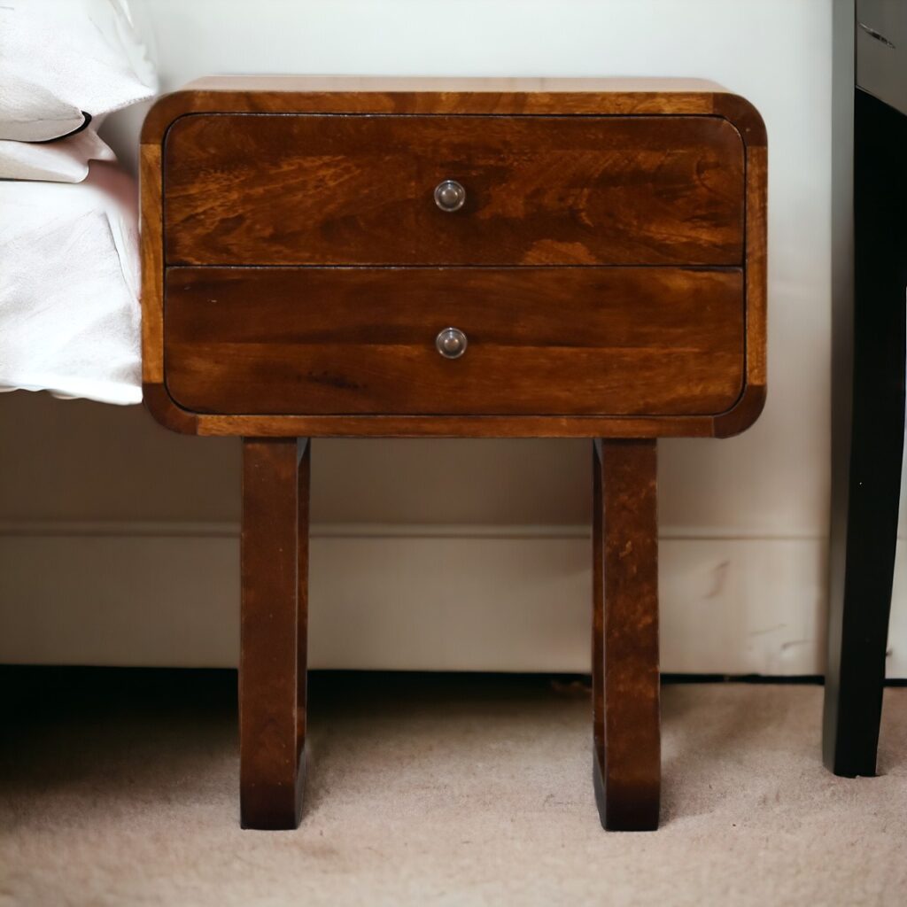U-Curved Chestnut Bedside - Image 15