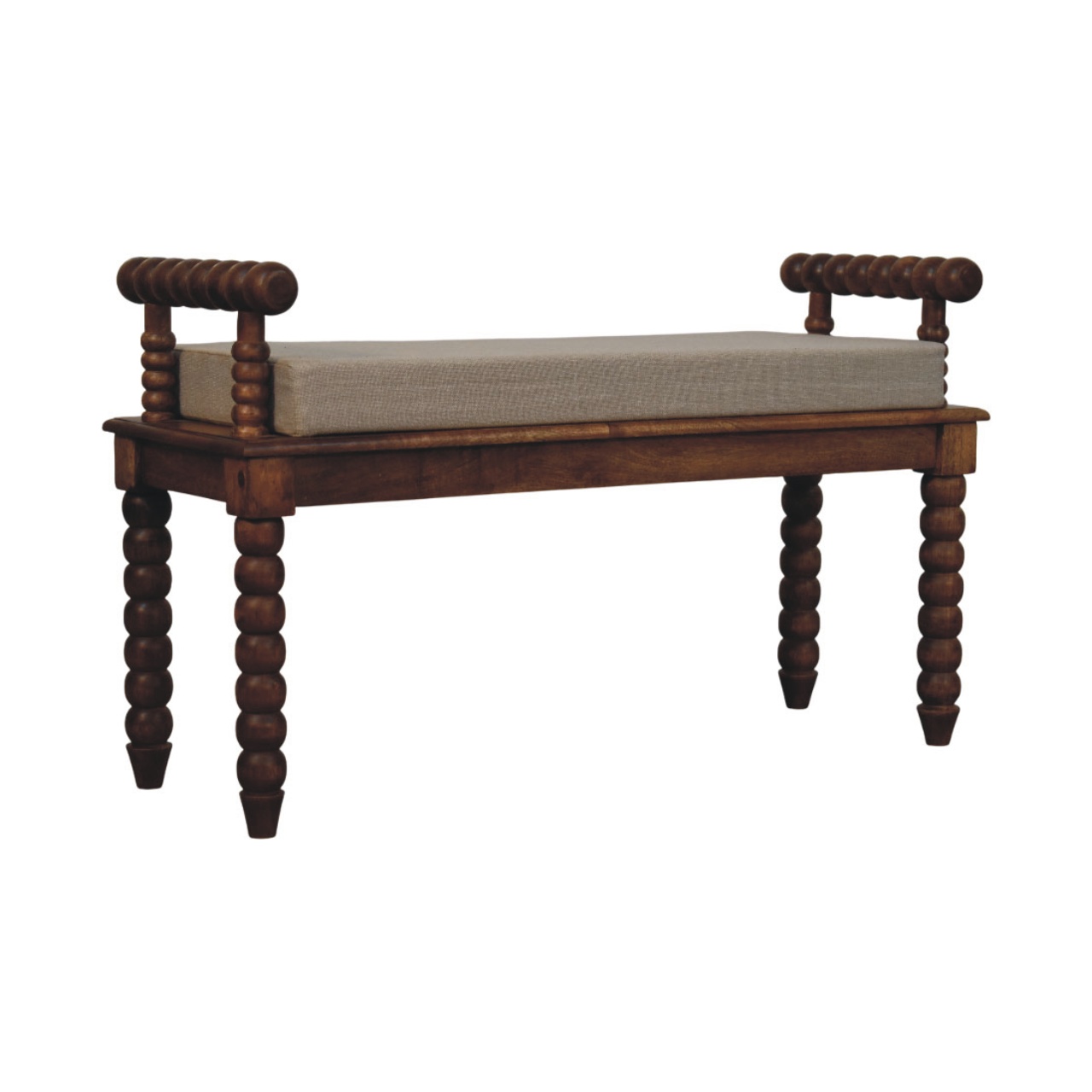 Amber Oak Mud Linen Bench - Image 2