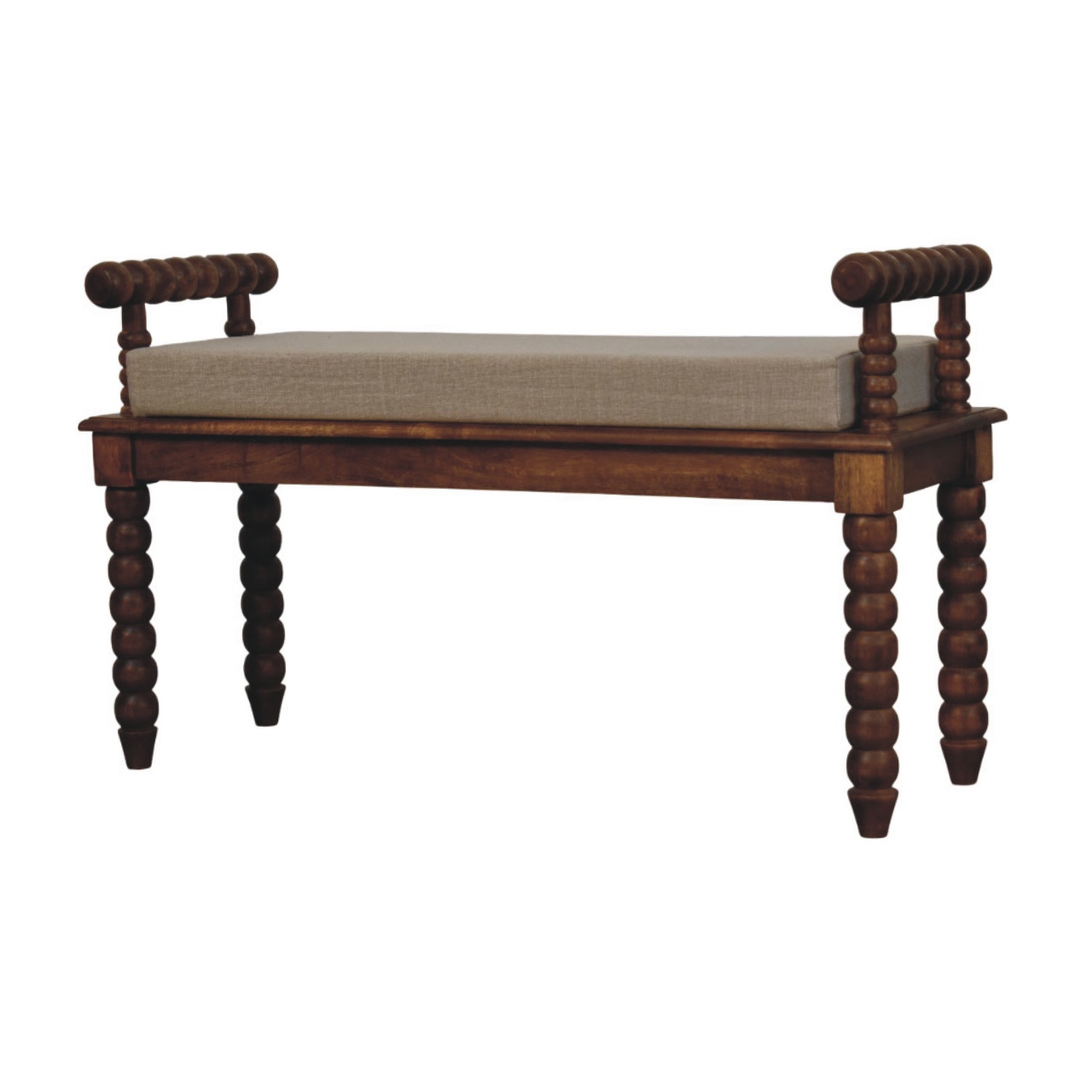 Amber Oak Mud Linen Bench - Image 3