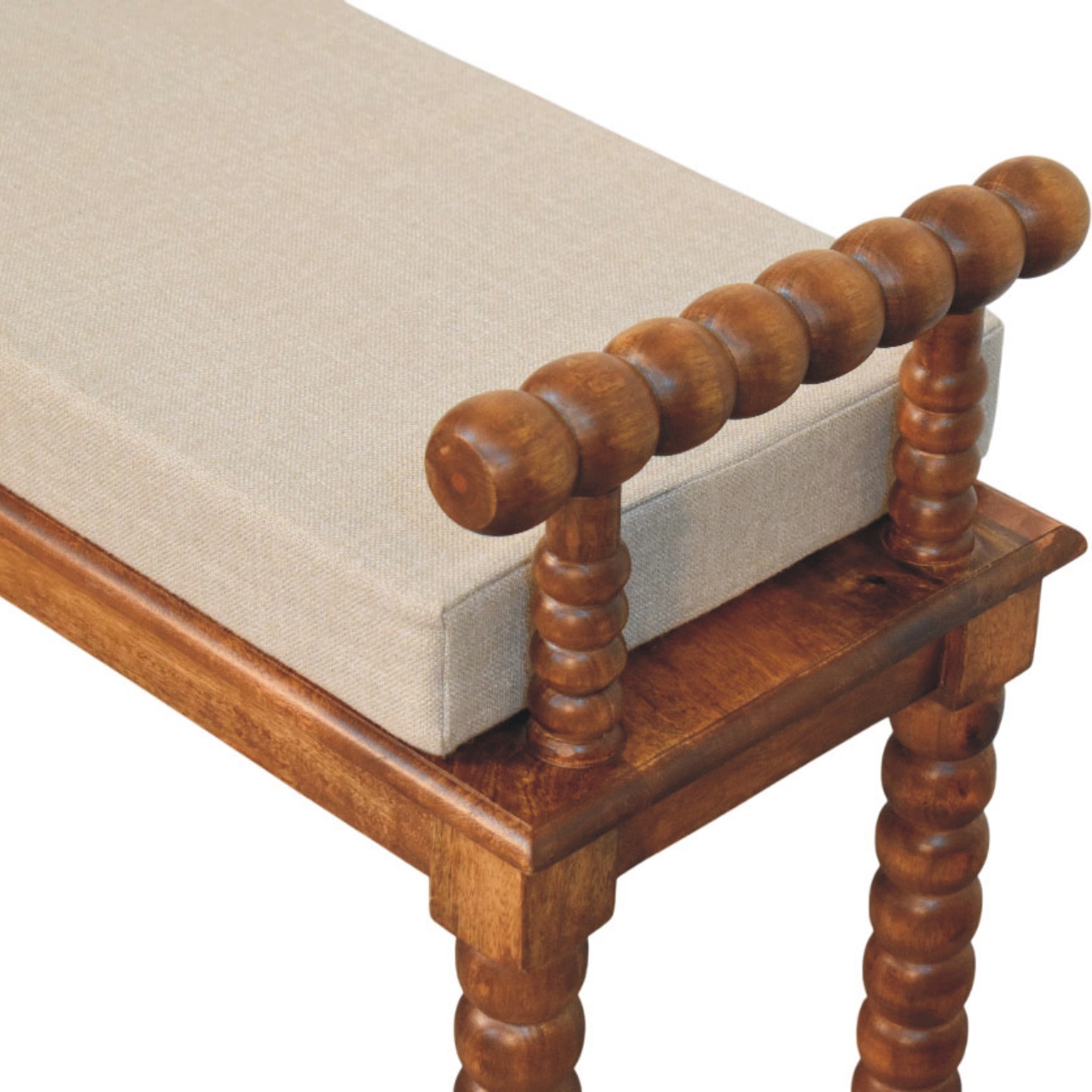 Amber Oak Mud Linen Bench - Image 6